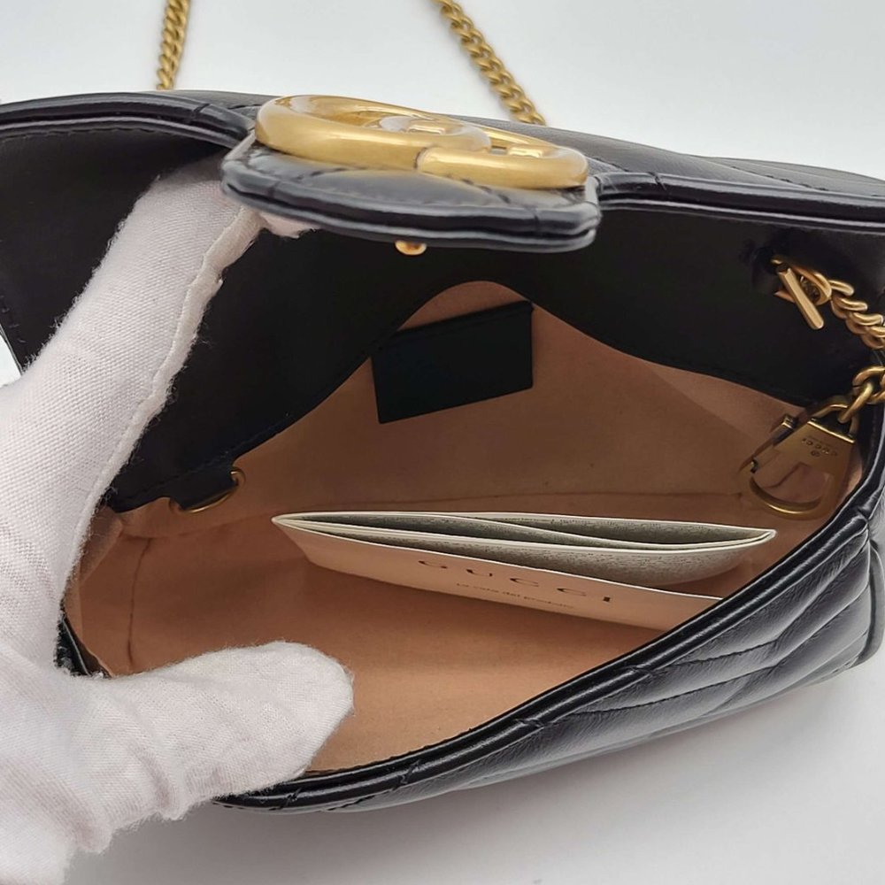100% Authentic Gucci GG Marmont Super Mini Black Shoulder Bag - Picture 11 of 14